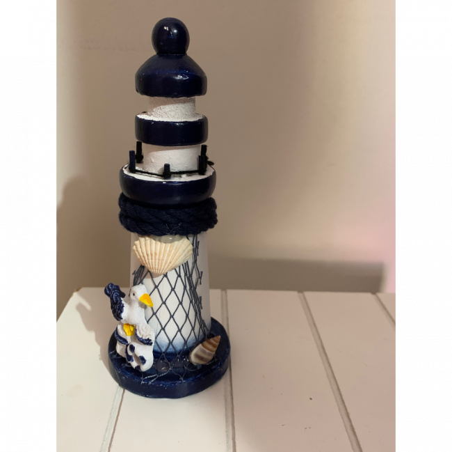 Mini farol de praia de ceramica (13cm de altura)