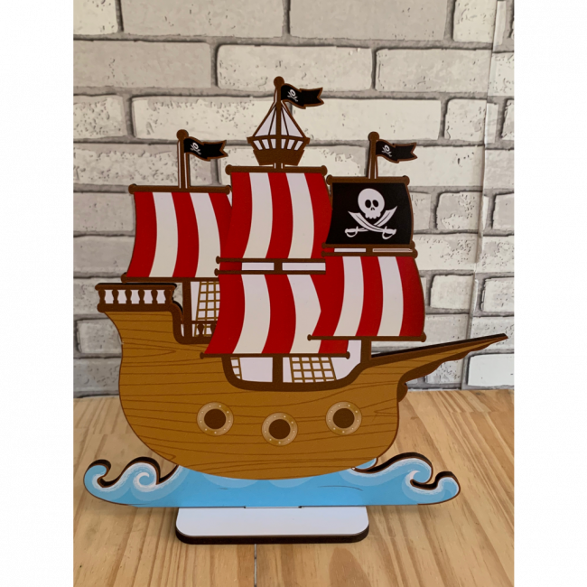 Barco Navio Pirata mdf 30cm (L) x 25cm (A)