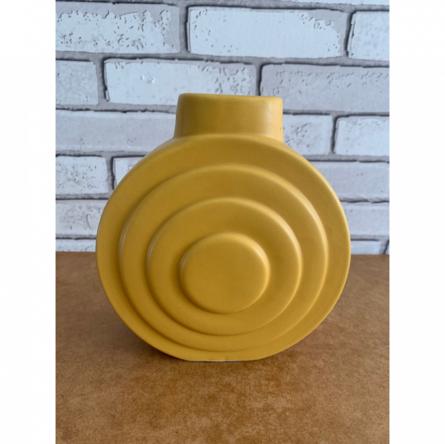 Vaso de ceramica mostarda moderno (18cm alt)