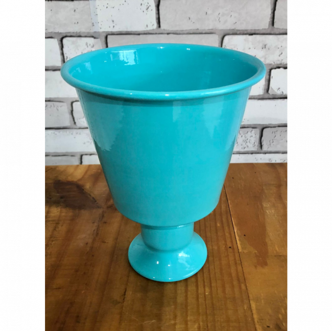 VASO DE METAL TURQUESA (18cm Alt)