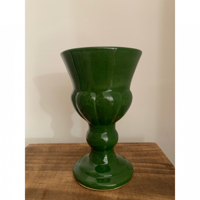 vaso/ piruliteira cerâmica Verde musgo (1un) 20cmAlt