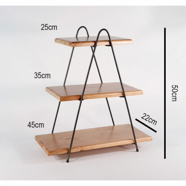 PRATELEIRA RÚSTICA PIRÂMIDE 3 ANDARES