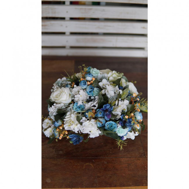 Arranjo permanente (flores em tons de azul e branco)
