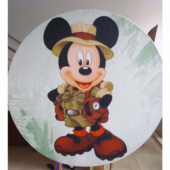 Painel sublimado Mickey sáfari redondo com elástico