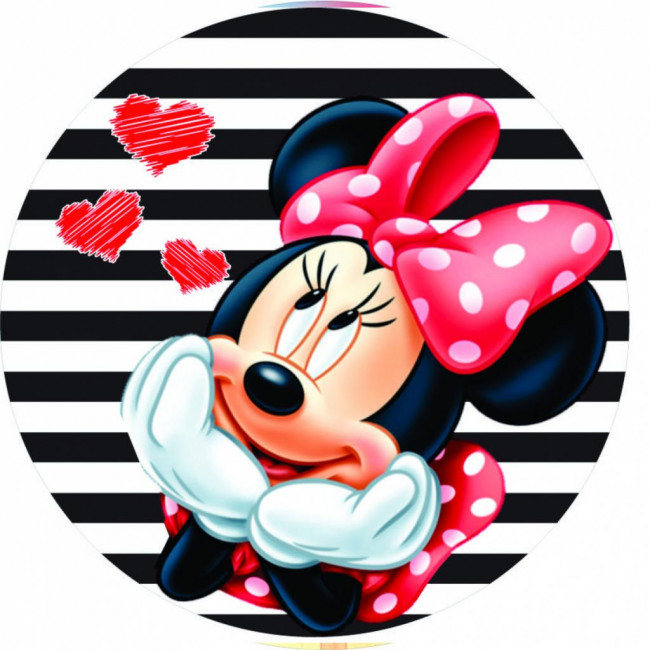 Painel sublimado Minnie vermelha redondo com elástico