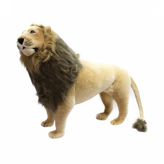 Pelúcia leão em pé realista (Floresta, Safári, Circo)