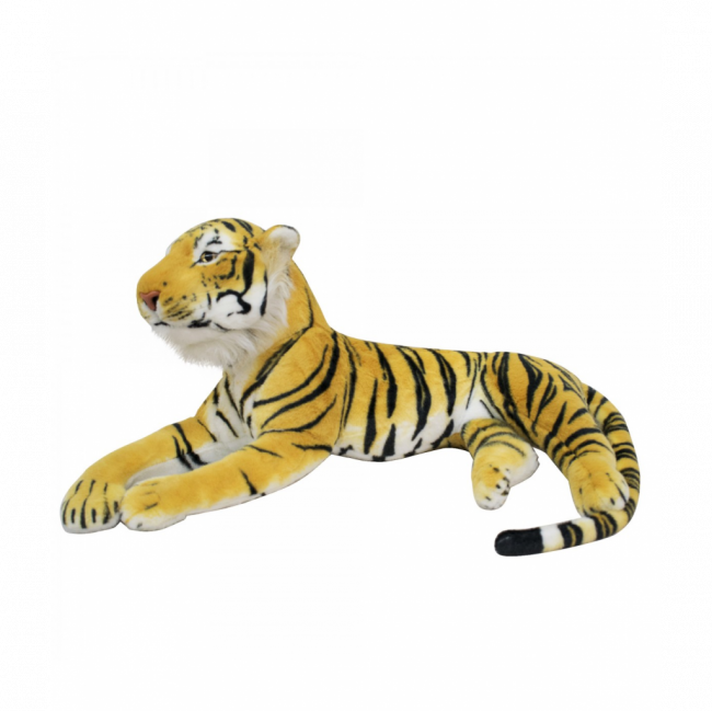 Pelúcia tigre deitado realista  (floresta, safari)