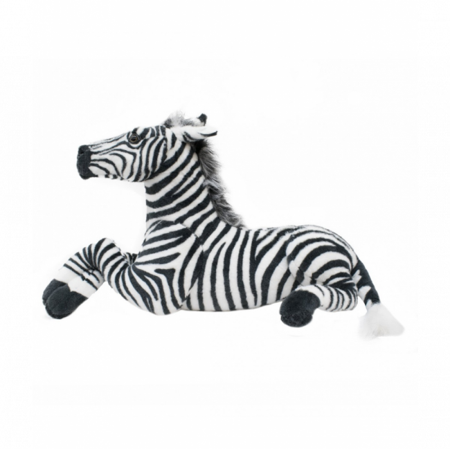Pelúcia zebra deitada realista (floresta, safari, circo)