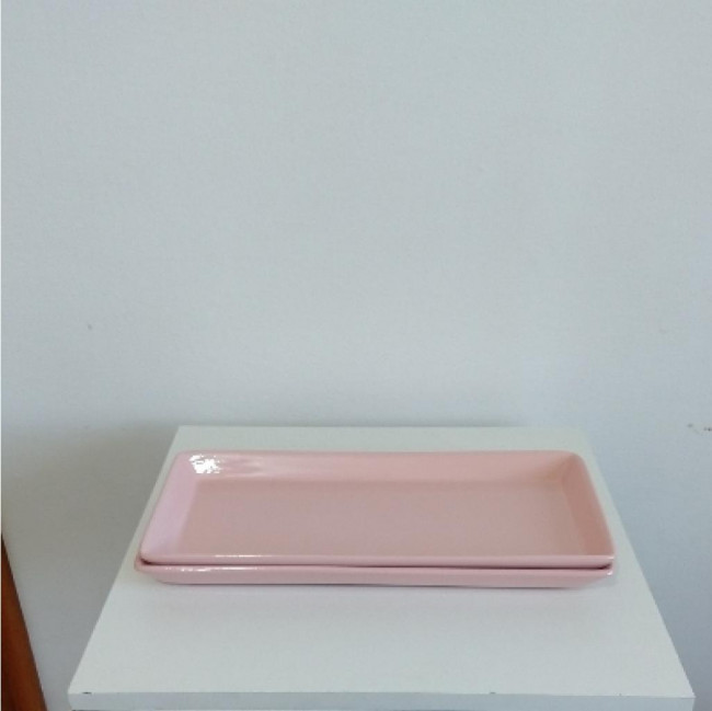 Prato Retangular Raso Rosa Candy M