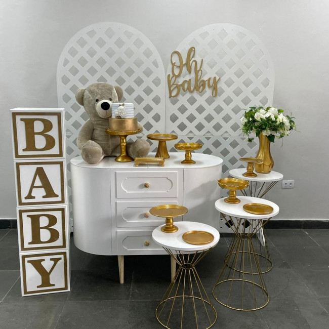 CHÁ DE BEBE / REVELAÇÃO DOURADO E BRANCO