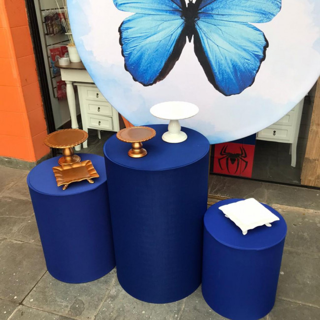 Decoração Borboleta azul com trio de cilindros