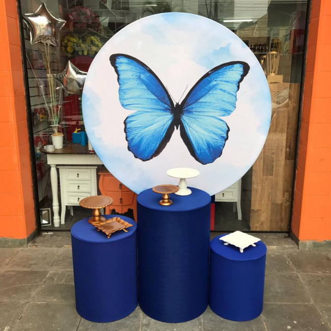 Decoração Borboleta azul com trio de cilindros