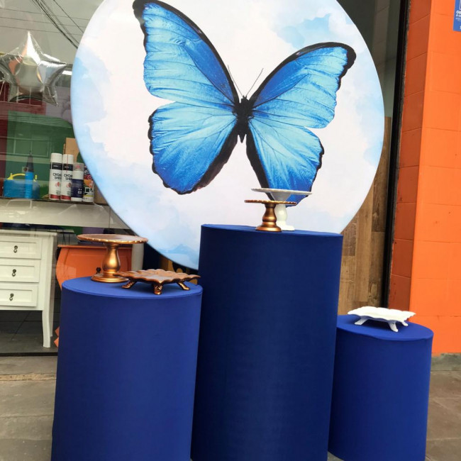 Decoração Borboleta azul com trio de cilindros