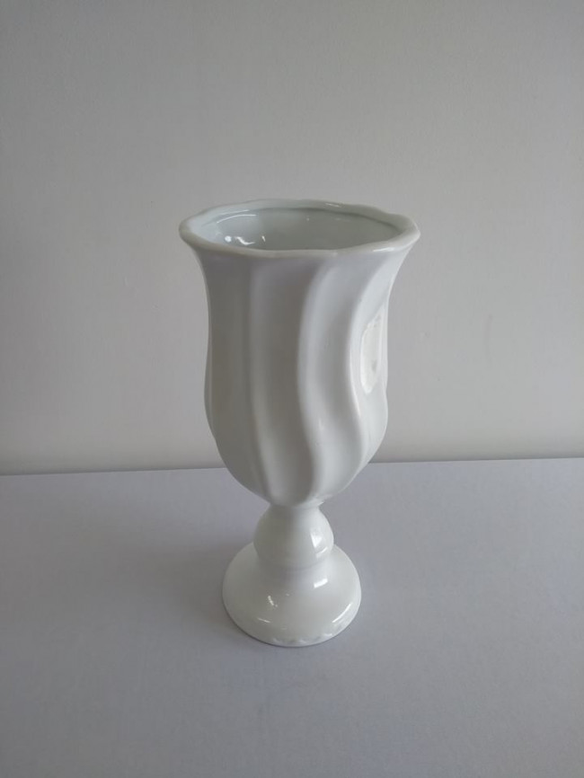 VASO DE CERAMICA BRANCO ONDA