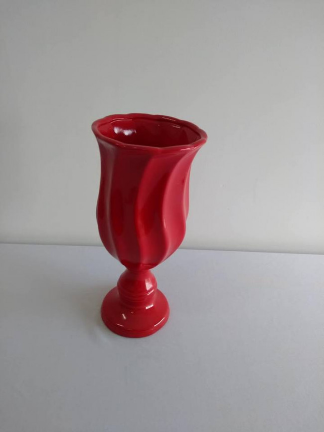 VASO DE CERAMICA VERMELHO ONDA