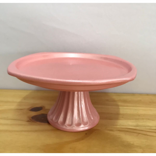 BANDEJA DE CERAMICA ROSA PEROLIZADO P