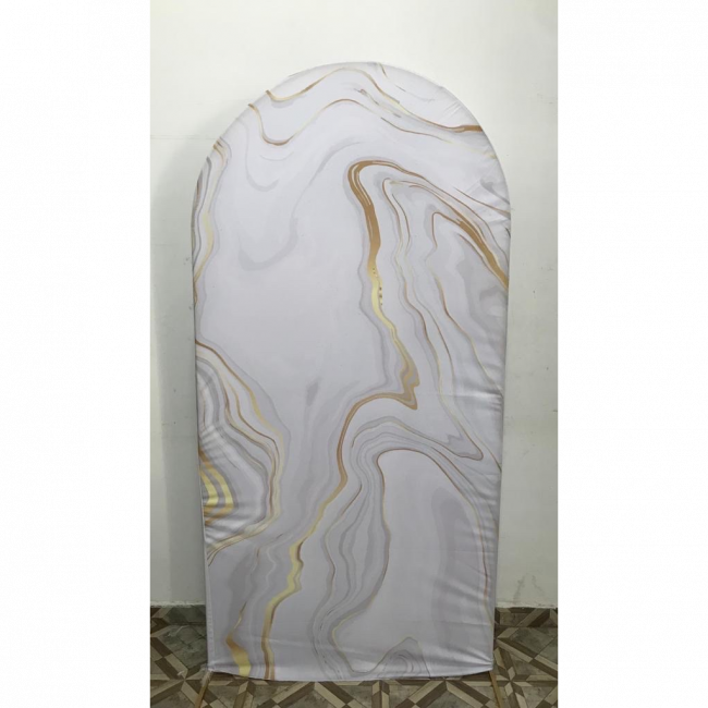 PAINEL  ROMANO BRANCO MESCLADO DOURADO  (SUBLIMADO OVAL )