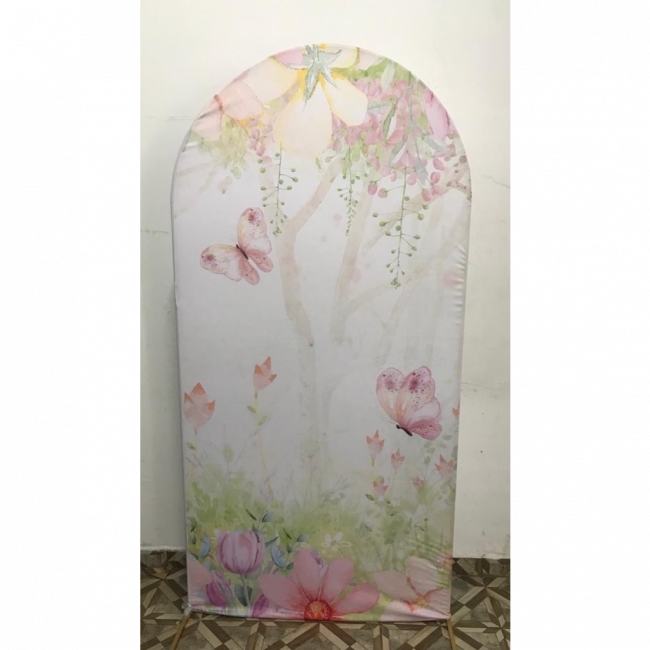 PAINEL  ROMANO JARDIM DAS BORBOLETAS ROSA (SUBLIMADO OVAL )