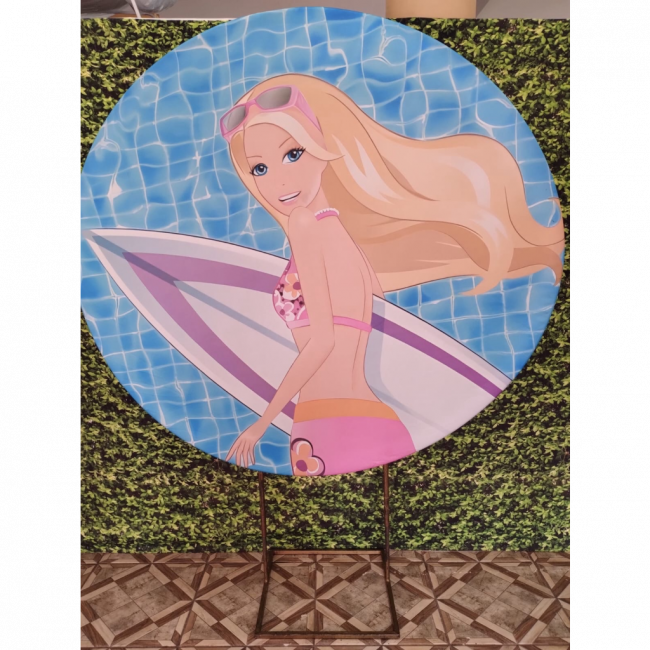 PAINEL BARBIE SURFISTA (SUBLIMADO REDONDO )