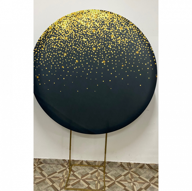 PAINEL GLITTER PRETO E DOURADO (SUBLIMADO REDONDO )