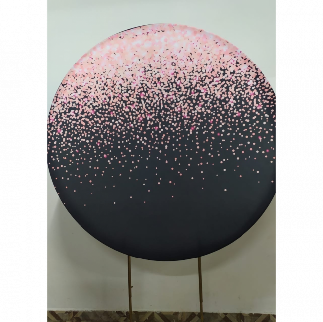 PAINEL GLITTER PRETO E ROSA (SUBLIMADO REDONDO )