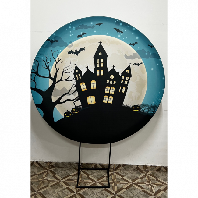 PAINEL HALLOWEEN AZUL (SUBLIMADO REDONDO )