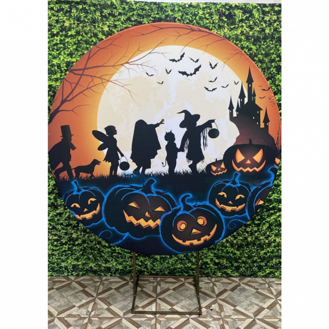 PAINEL HALLOWEEN LARANJA MOD 2 (SUBLIMADO REDONDO )