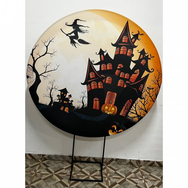 PAINEL HALLOWEEN LARANJA (SUBLIMADO REDONDO )