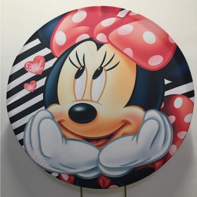 PAINEL MINNIE VERMELHA (SUBLIMADO REDONDO )