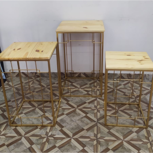 TRIO CUBO DECORADA DOURADO