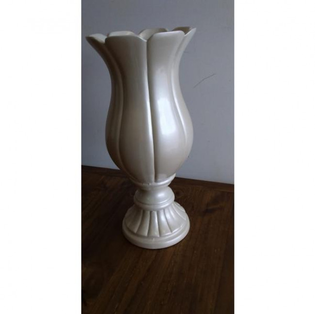 VASO FLOR BRANCO PEROLIZADO G