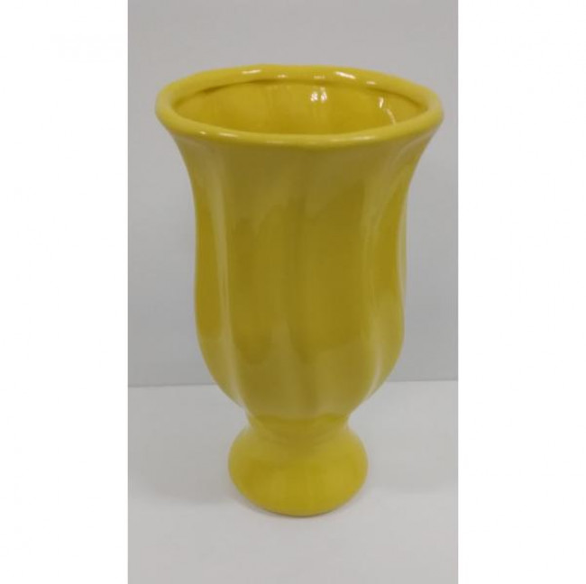 VASO  DE CERAMICA ONDA AMARELO 27 CM