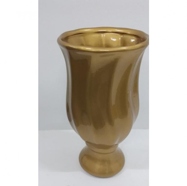 VASO  DE CERAMICA ONDA DOURADO 27 CM