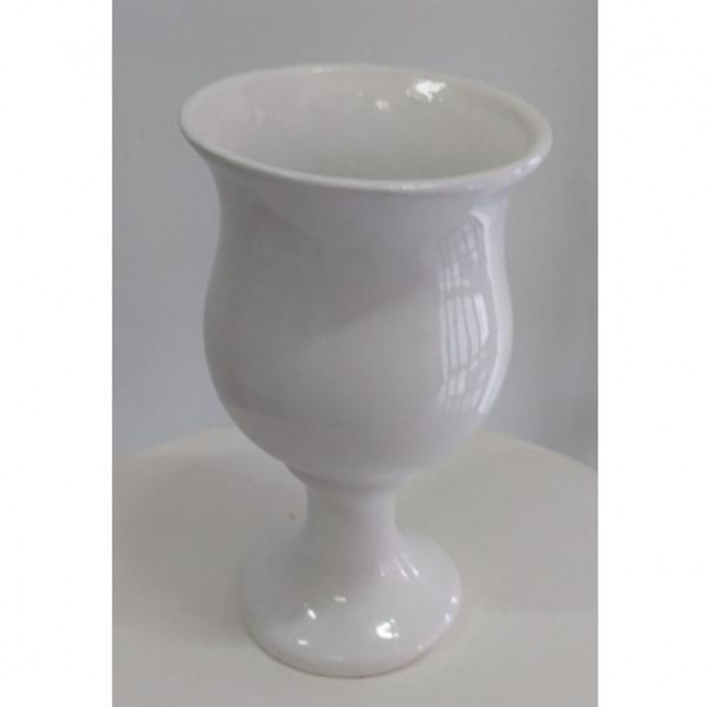 VASO DE CERAMICA BRANCO TULIPA