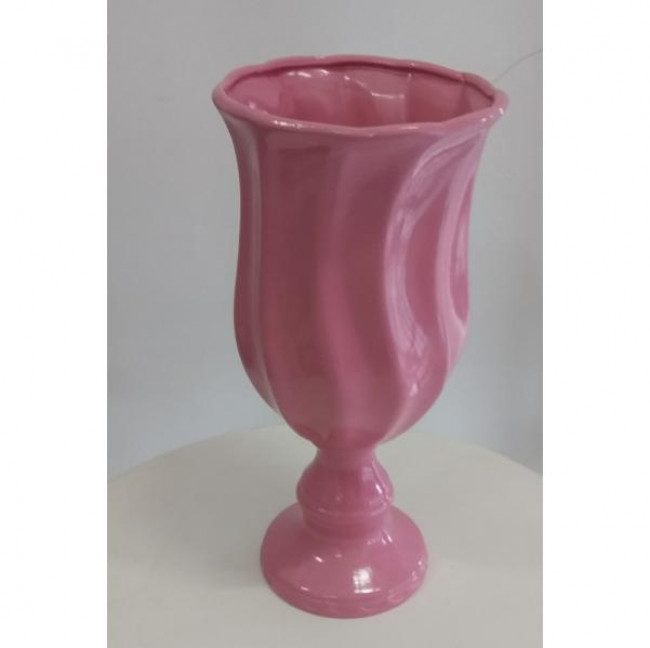 VASO DE CERAMICA ROSA ONDA