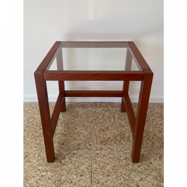 Mesa Lateral Retangular Madeira com Vidro M