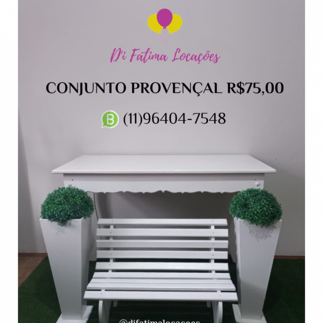 Conjunto mesa + vasos + banco