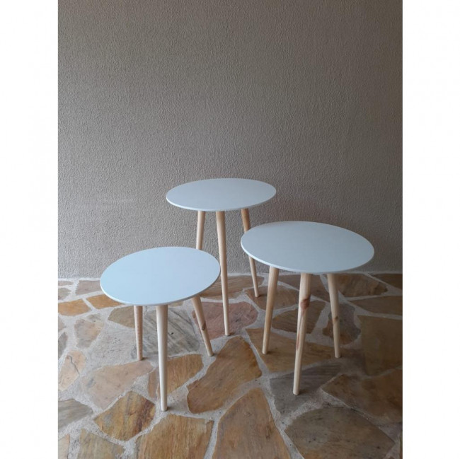 TRIO DE MESA  PÉS PALITO  BRANCO