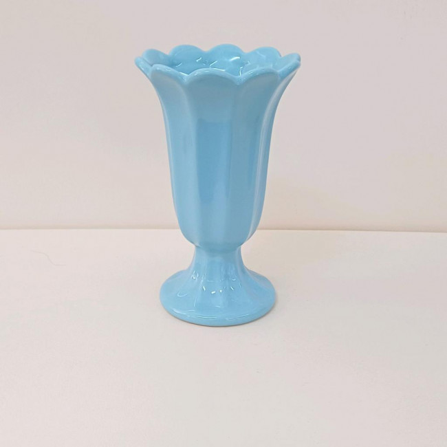 VASO DE  CERAMICA AZUL  CLARO TULIPA