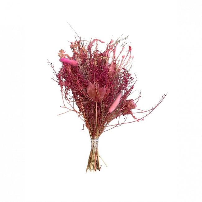 Arranjo Flor natural desidratada rosa chá| pink| pluma arrozinho M