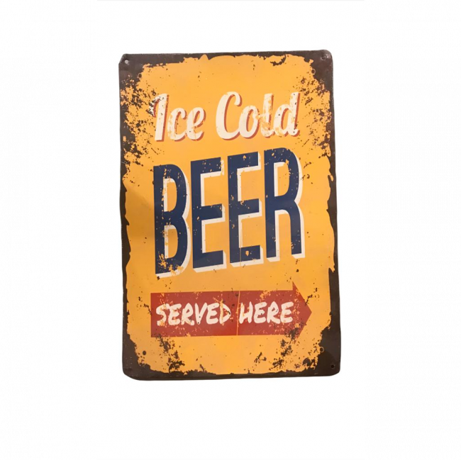 PLACA ICE COLD BEER SERVED HERDE