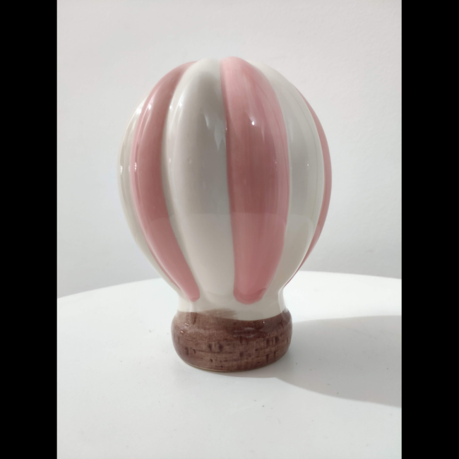 Balão Rosa e Branco de Cerâmica