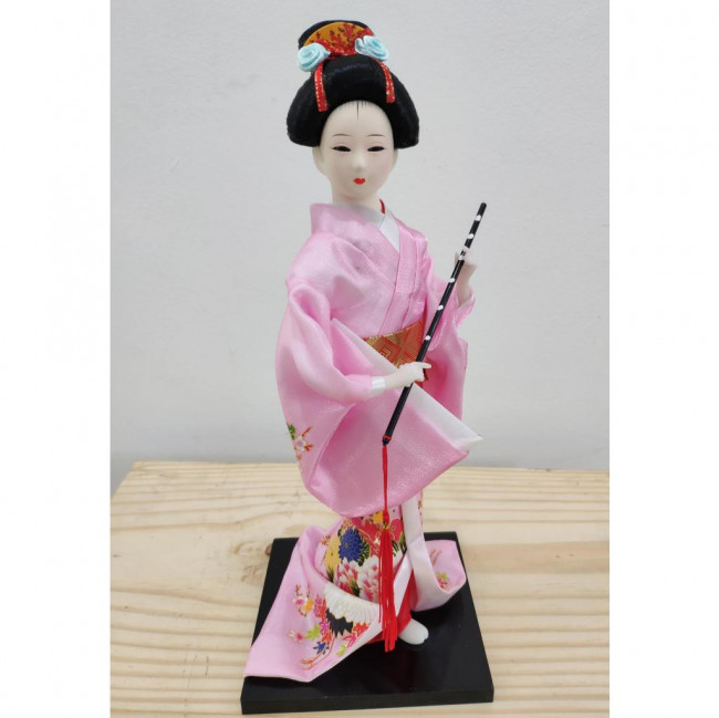 Boneca Gueixa Japonesa c/ Kimono Rosa