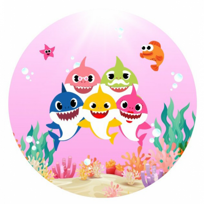 Capa Painel Redondo 1,5 - Baby Shark Rosa