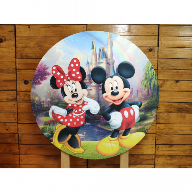 Capa Painel Redondo Mickey e Minnie 90 cm