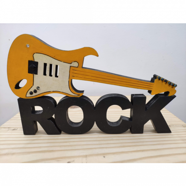 Guitarra Amarela Rock e  MDF