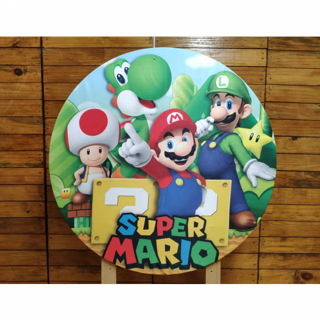 Capa Painel Redondo Mario Bros 90 cm