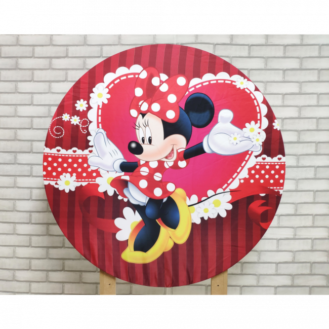 Capa Painel Redondo Minnie Vermelha 90 cm