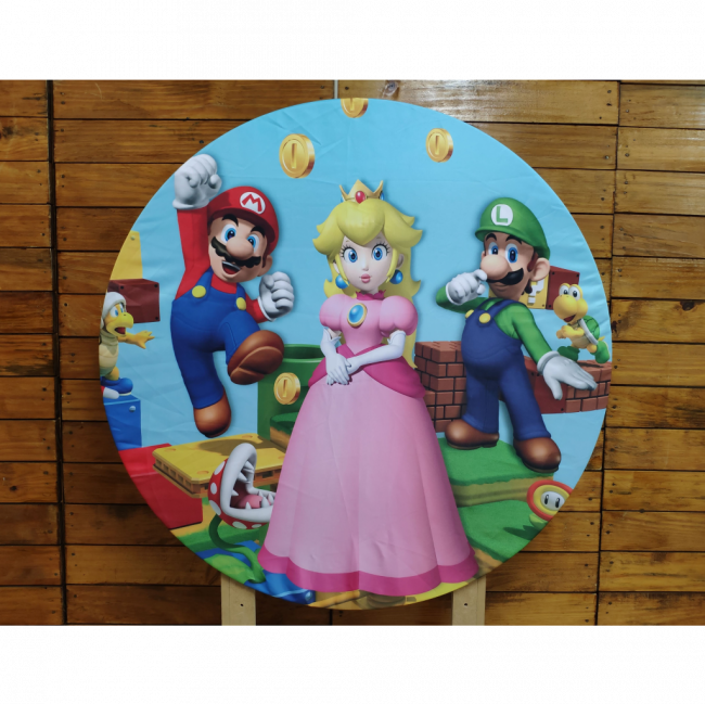 Capa Painel Redondo Princesa Peach/ Mario Bros 90 cm