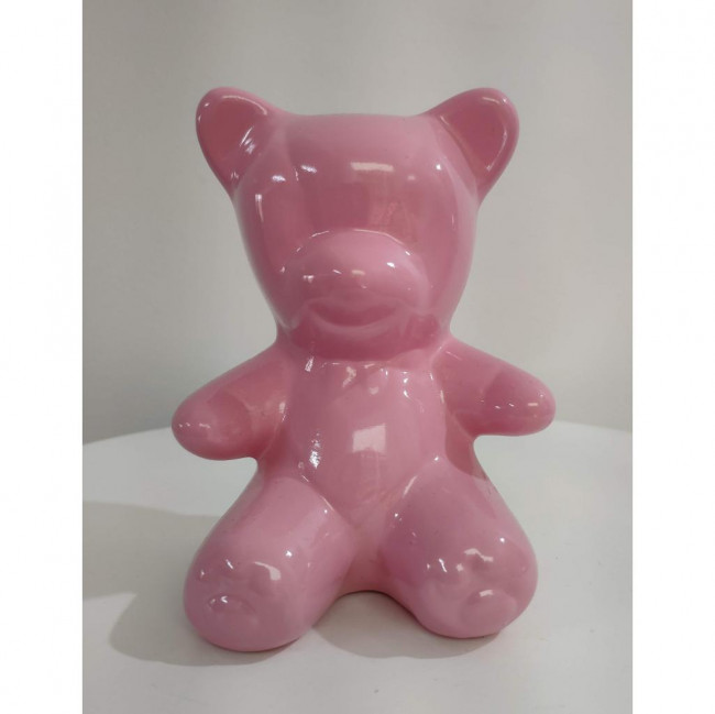 Urso Rosa de Cerâmica P